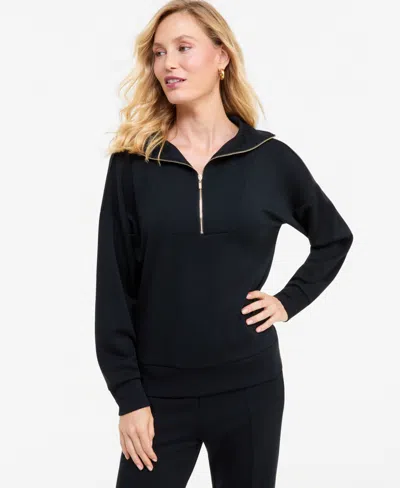 Inc International Concepts Women's Quarter Zip Long-sleeve Tunic, Macy's Exclusive In Black