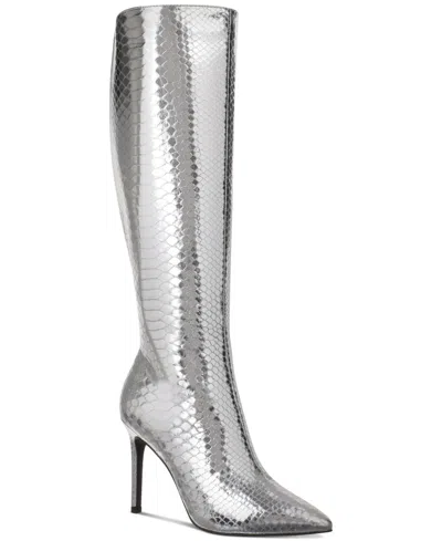 Inc International Concepts Women's Rajel Wide-calf Dress Boots, Created For Macy's In Silver Snake Wide Calf