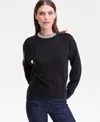 Inc International Concepts Women's Rhinestone Collar Sweater, Macy's Exclusive In Black