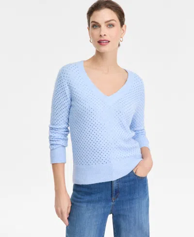 Inc International Concepts Women's Rhinestone Embellished Sweater, Macy's Exclusive In Blue