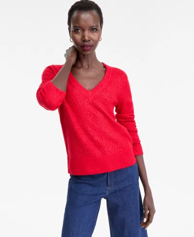 Inc International Concepts Women's Rhinestone Embellished Sweater, Macy's Exclusive In Red