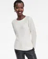 Inc International Concepts Women's Rhinestone Rib Sweater, Macy's Exclusive In White