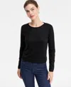 Inc International Concepts Women's Rhinestone Scoop-neck Sweater, Macy's Exclusive In Black