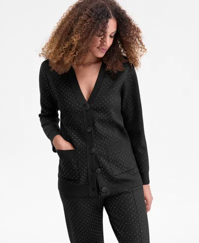 Inc International Concepts Women's Rhinestone V-neck Cardigan, Macy's Exclusive In Animal Print