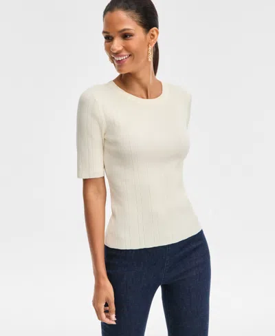 Inc International Concepts Women's Rib-knit Crewneck Sweater, Macy's Exclusive In White