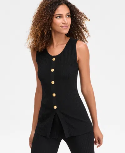 Inc International Concepts Women's Rib-knit Sleeveless Sweater, Macy's Exclusive In Black