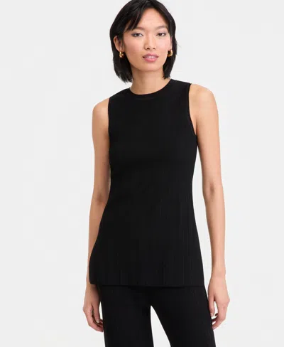 Inc International Concepts Women's Rib-knit Sleeveless Tunic, Macy's Exclusive In Black