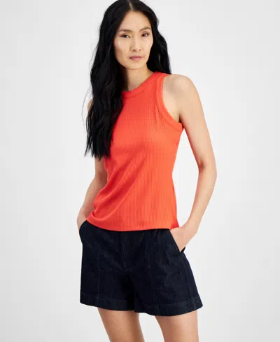 Inc International Concepts Women's Ribbed Crewneck Tank, Created For Macy's In Tropical Punch