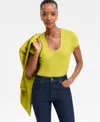 Inc International Concepts Women's Ribbed Scoop-neck Top, Exclusively At Macy's In Multi