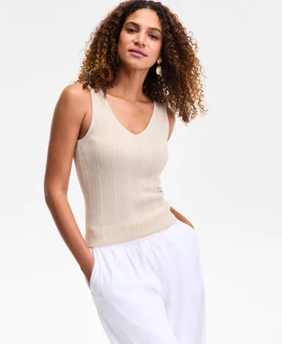 Inc International Concepts Women's Ribbed Sleeveless V-neck Tank, Exclusively At Macy's