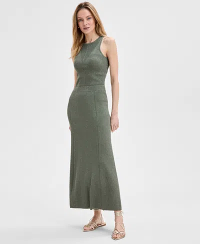 Inc International Concepts Women's Ribbed Sweater Skirt, Exclusively At Macy's In Olivine W Dtm