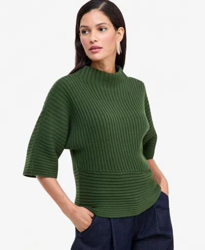 Inc International Concepts Women's Ribbed-knit Asymmetrical-hem Mockneck Sweater, Macy's Exclusive In Multi