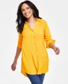 INC INTERNATIONAL CONCEPTS WOMEN'S ROLL-TAB BUTTON-DOWN LONG BLOUSE, CREATED FOR MACY'S