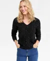 Inc International Concepts Roving Sequin V Neck Sweater P Xs Xxl In Black