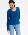 Inc International Concepts Women's Roving Sequin V-neck Sweater, Macy's Exclusive In Blue