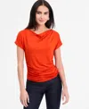 Inc International Concepts Women's Ruched Cowlneck Top, Exclusively At Macy's In Orange