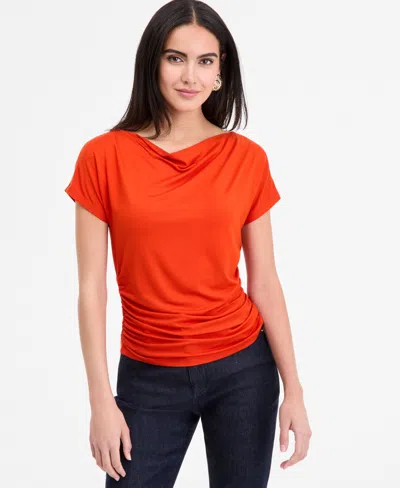 Inc International Concepts Women's Ruched Cowlneck Top, Exclusively At Macy's