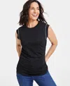 INC INTERNATIONAL CONCEPTS WOMEN'S RUCHED-SIDE EMBELLISHED TEE, CREATED FOR MACY'S