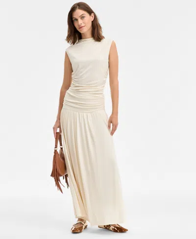 Inc International Concepts Women's Ruched-waist Maxi Skirt, Macy's Exclusive In Neutral