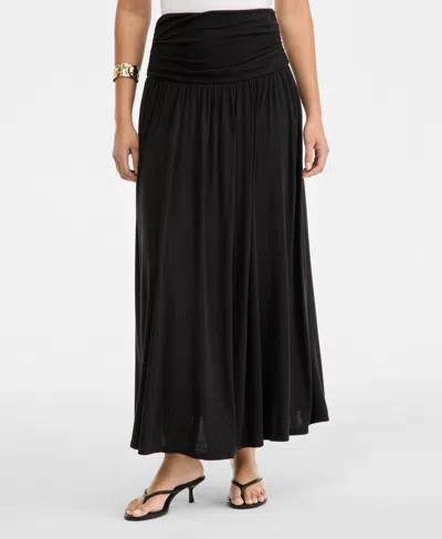 Inc International Concepts Women's Ruched-waist Maxi Skirt, Macy's Exclusive In Black