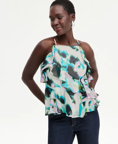 Inc International Concepts Women's Ruffle-trim Apron-neck Tank, Macy's Exclusive In Multi