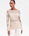 Inc International Concepts Women's Ruffled Pointelle Sweater, Macy's Exclusive In Neutral