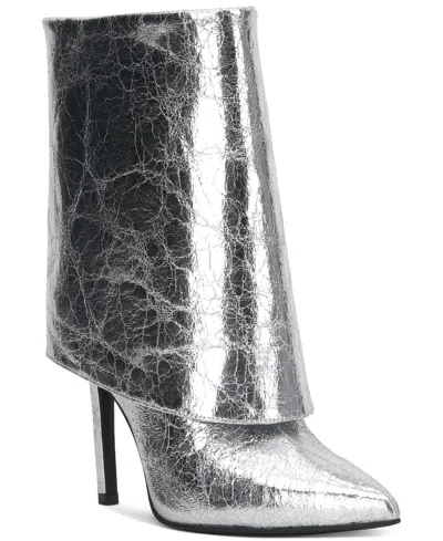 Inc International Concepts Women's Sabeel Cuff Booties, Created For Macy's In Silver Crinkle