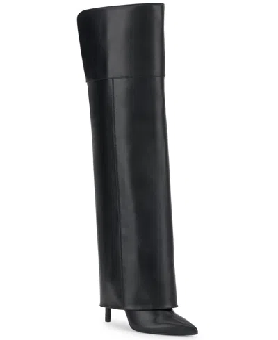 Inc International Concepts Women's Sadiyah Pointed Toe Cuff Over-the-knee Boots, Macy's Exclusive In Black