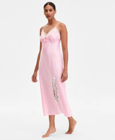 Inc International Concepts Women's Satin Lace Gown, Macy's Exclusive In Pink
