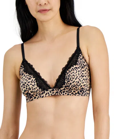 Inc International Concepts Women's Satin Micro Cheetah-print Bralette, Created For Macy's