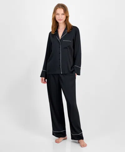 Inc International Concepts I.n.c International Concepts Women's Satin Pajama Set With Diamante Trim In Black