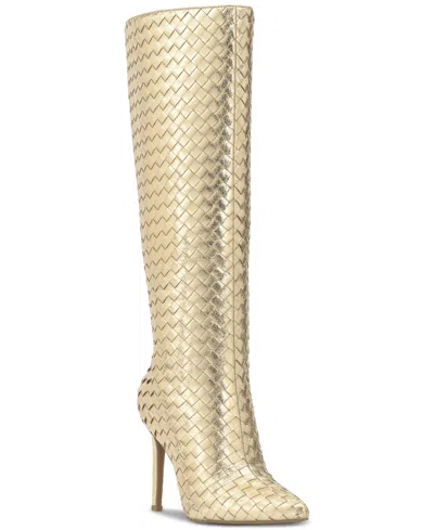Inc International Concepts Women's Savonia Woven Knee High Boots, Created For Macy's In Gold Woven
