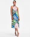 Inc International Concepts Women's Scarf-print Halter Midi Dress, Exclusively At Macy's