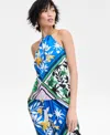 Inc International Concepts Women's Scarf-print Halter Top, Exclusively At Macy's In Blue