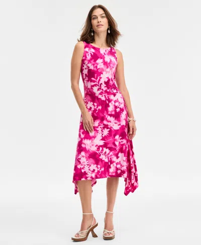 Inc International Concepts Women's Scoop-neck Asymmetric-hem Dress, Macy's Exclusive In Pink