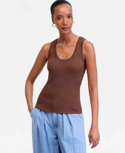 Inc International Concepts Women's Scoop-neck Sweater Tank, Macy's Exclusive In Brown