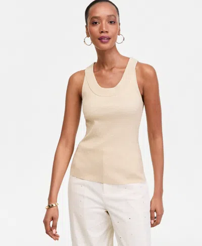 Inc International Concepts Women's Scoop-neck Sweater Tank, Macy's Exclusive In Neutral
