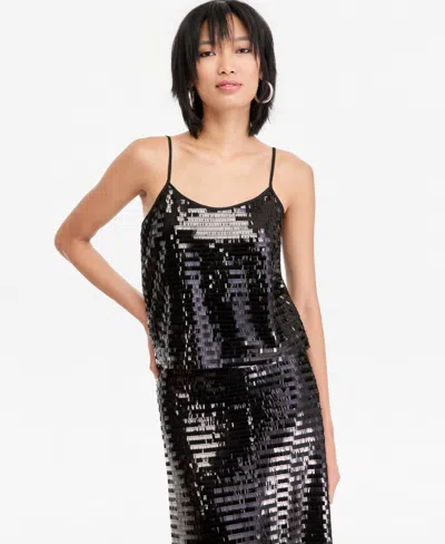 Inc International Concepts Women's Sequin Camisole, Macy's Exclusive In Black Sequin