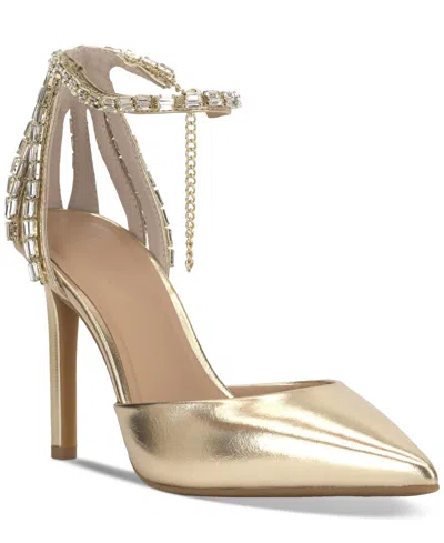 Inc International Concepts Women's Shanni Ankle Strap Pumps, Exclusively At Macy's In Gold Smooth