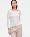 Inc International Concepts Women's Shimmer-knit Wide-neck Sweater, Macy's Exclusive In White