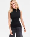 Inc International Concepts Women's Shine-knit Sleeveless Sweater, Macy's Exclusive In Black