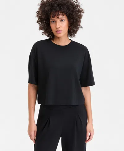 Inc International Concepts Womens Cotton Lace Up Hem T Shirt Macys Exclusive In Black