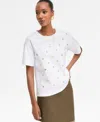Inc International Concepts Womens Short Sleeve Grommet Top Xs 3x Macys Exclusive In White