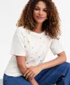 Inc International Concepts Women's Short-sleeve Grommet Top, Macy's Exclusive In White