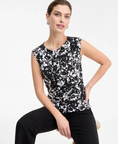 Inc International Concepts Women's Short-sleeve Ruched Boatneck Top, Macy's Exclusive In Black