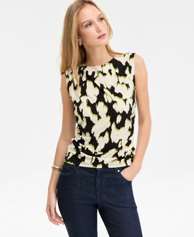 Inc International Concepts Women's Short-sleeve Ruched Boatneck Top, Macy's Exclusive In Multi