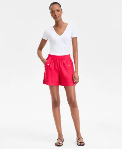 Inc International Concepts Women's Side-pocket Tab-hem Shorts, Exclusively At Macy's In Pink