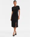 Inc International Concepts Women's Tie-front Shirt Dress, Exclusively At Macy's In Black