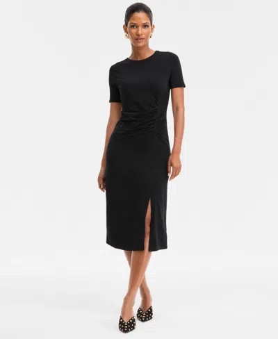 Inc International Concepts Women's Side-ruched Dress, Macy's Exclusive In Black