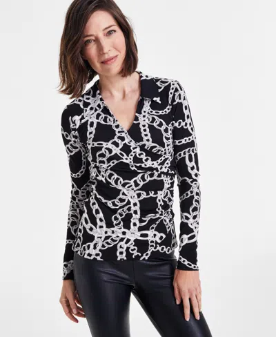 Inc International Concepts Women's Side Ruched Top, Created For Macy's In Enchanted Navy